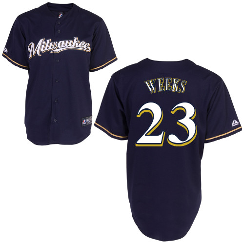 Rickie Weeks #23 mlb Jersey-Milwaukee Brewers Women's Authentic 2014 Blue Cool Base BP Baseball Jersey